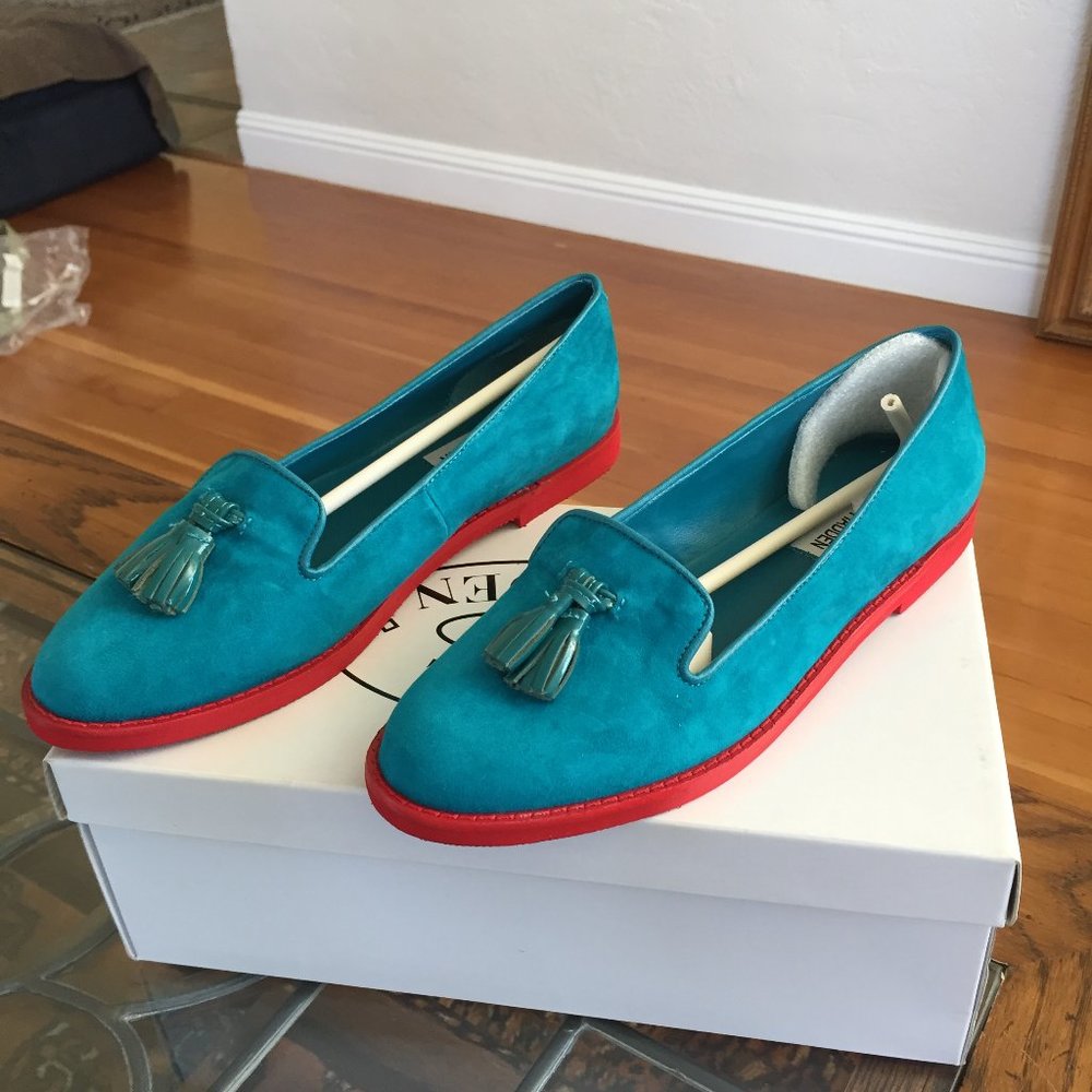NWT Steve Madden 'Jilted' Teal Suede Loafers